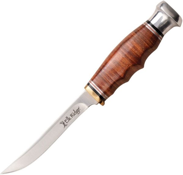 Elk Ridge Outskirt Fixed Blade Knife 8Cr13MoV Leather Handle