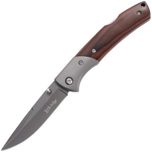 Elk Ridge Lockback Wood - Gray TiNi 3.13in Blade