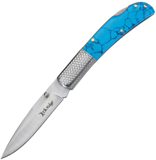 ER2006BL.jpg Elk Ridge Lockback Blue - POM Handle 3in Blade