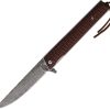 Elk Ridge Linerlock Damascus 3.38" Folding Knife Brown Wood