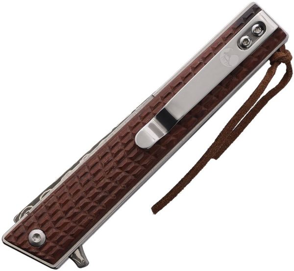 Elk Ridge Linerlock Damascus 3.38" Folding Knife Brown Wood