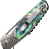 Elk Ridge Linerlock Abalone Damascus Steel Folding Knife