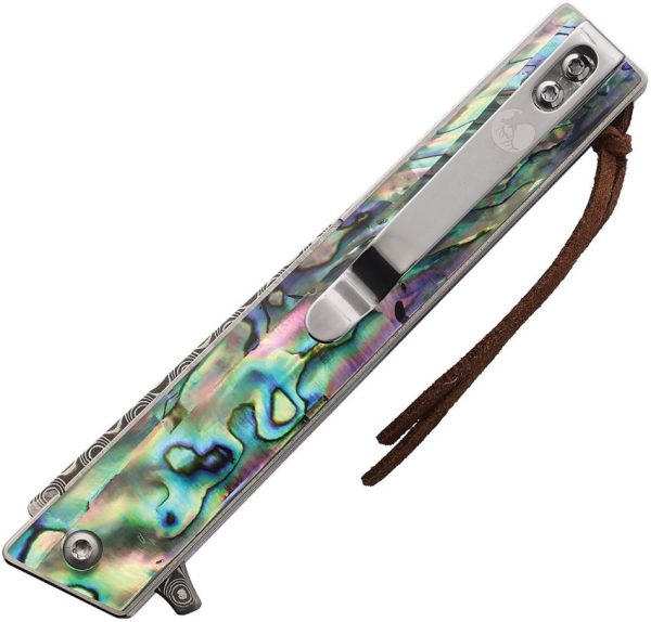 Elk Ridge Linerlock Abalone Damascus Steel Folding Knife