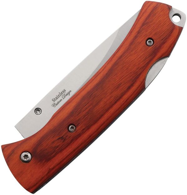 Elk Ridge Lockback Wolf Folding Knife - Wood Handle
