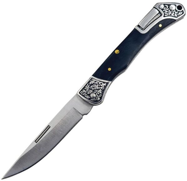 Elk Ridge Lockback Black Wood Drop Point Knife