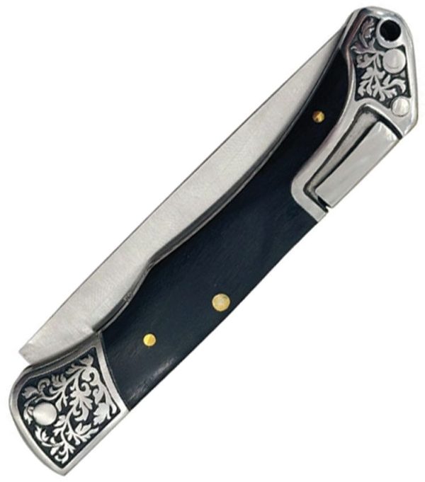 Elk Ridge Lockback Black Wood Drop Point Knife