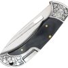 Elk Ridge Lockback Gray Tanto Blade - Wood Handle