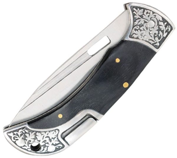 Elk Ridge Lockback Gray Tanto Blade - Wood Handle