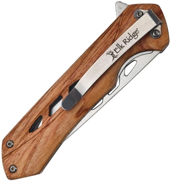 Elk Ridge Linerlock Wood Drop Point Folding Knife