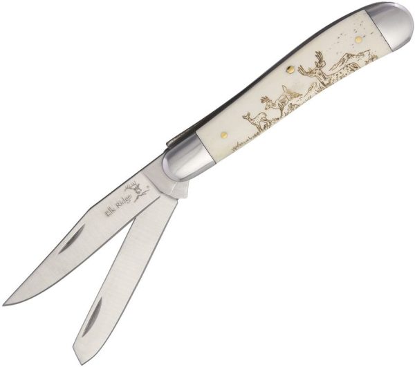 Elk Ridge ER220DR Trapper Deer White Bone Handle