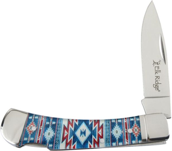 Elk Ridge Lockback Blue Southwest - 3.75 inches