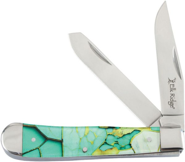 ER42452LG.jpg Elk Ridge Trapper Light Green Folding Knife