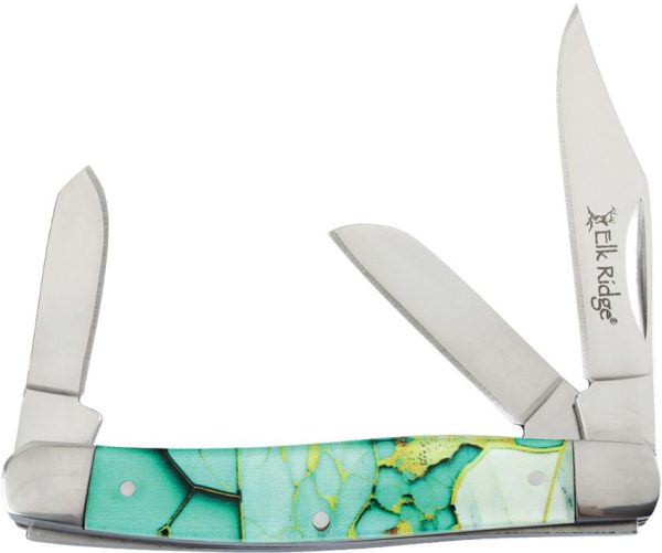 Elk Ridge Stockman Light Green Multi-Blade Folding Knife