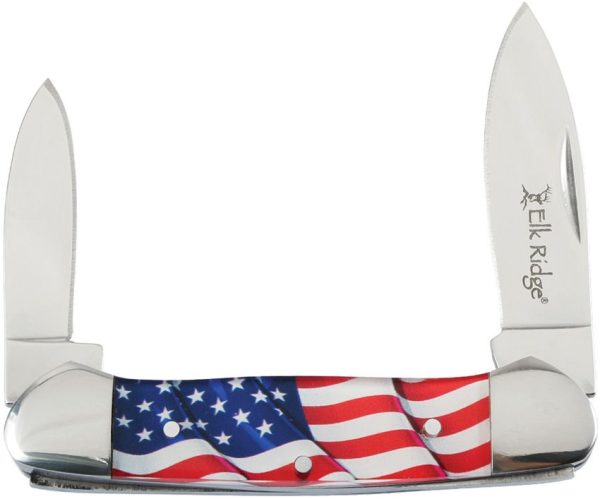 Elk Ridge Canoe American Flag Two-Blade Folding Knife