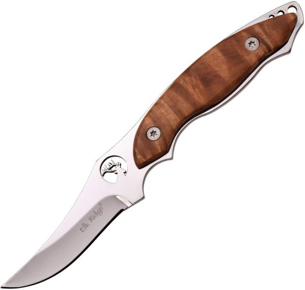 Elk Ridge Fixed Blade Burl Wood - Satin 440 Stainless