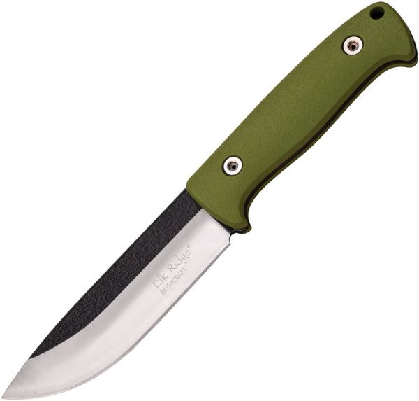 Elk Ridge Fixed Blade Green Nylon - 5.25 inch Drop Point