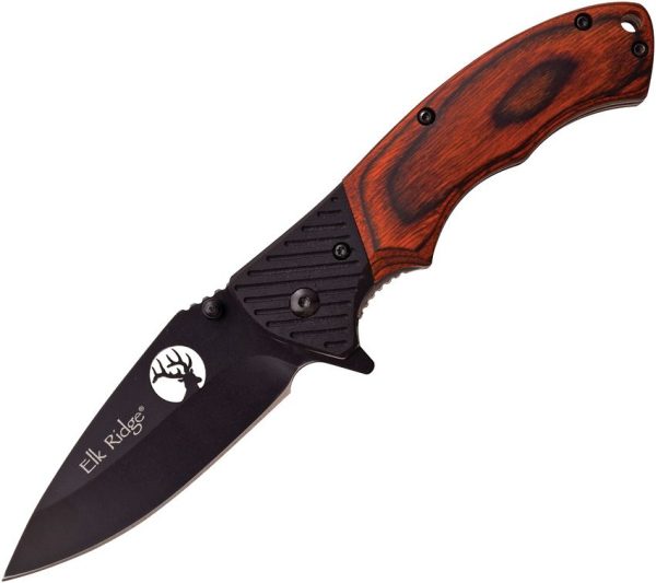 Elk Ridge ER566 Linerlock Brown Wood Folding Knife