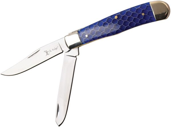 Elk Ridge ER938 Trapper Mirror Polish Blue C-Tek Handle