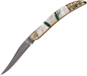 Elk Ridge Toothpick MOP Green Stone Folding Knife