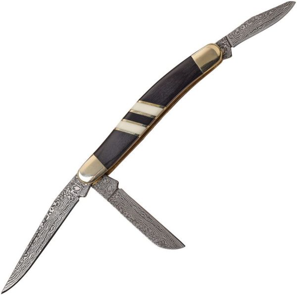 Elk Ridge Small Stockman Damascus Black Pakkawood