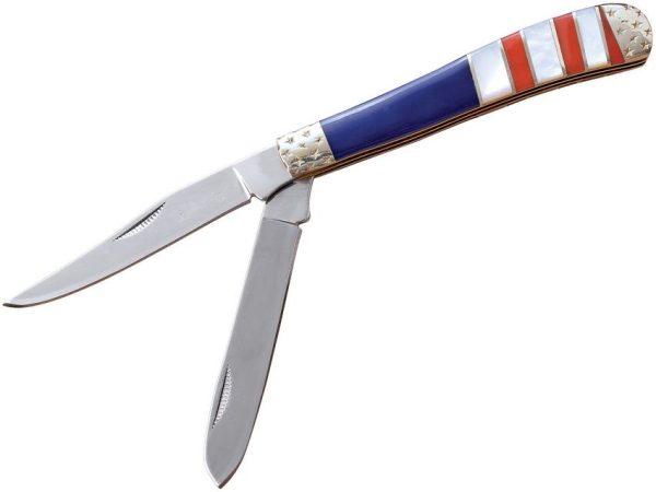 Elk Ridge Trapper Red White Blue Folding Knife
