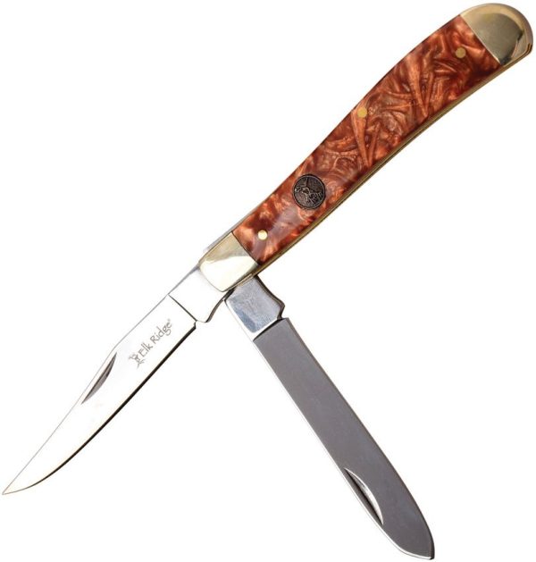 Elk Ridge Trapper Brown Swirl Resin Handle