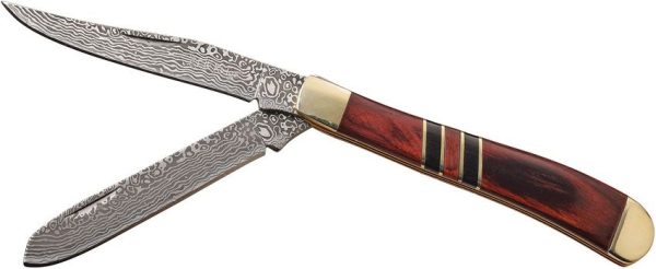 Elk Ridge Trapper Damascus Brown Pakkawood