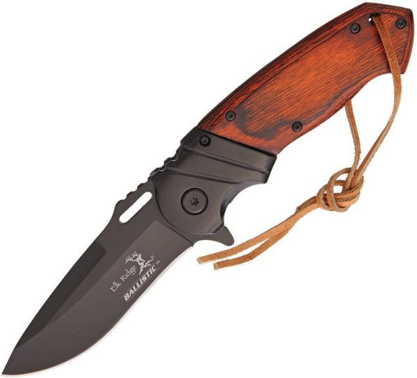 ERA003BW.jpg Elk Ridge Ballistic Linerlock A/O Brown Pakkawood