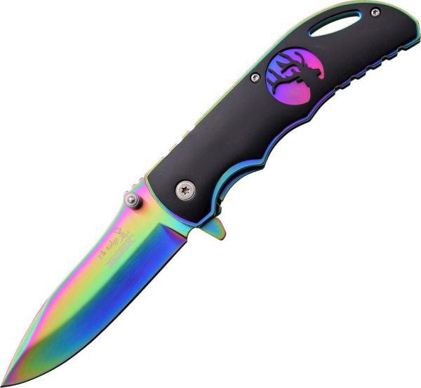 ERA008RB.jpg Elk Ridge Linerlock A/O Rainbow Titanium 440