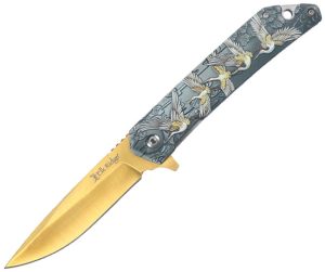 Elk Ridge Wildlife Swan Gold Linerlock A/O Knife