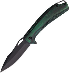 Elk Ridge Linerlock A/O Green Black Wood Handle