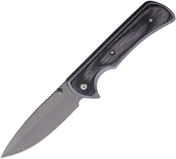 Elk Ridge Linerlock A/O Gray Aluminum Black Wood