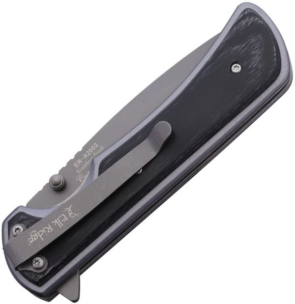 Elk Ridge Linerlock A/O Gray Aluminum Black Wood