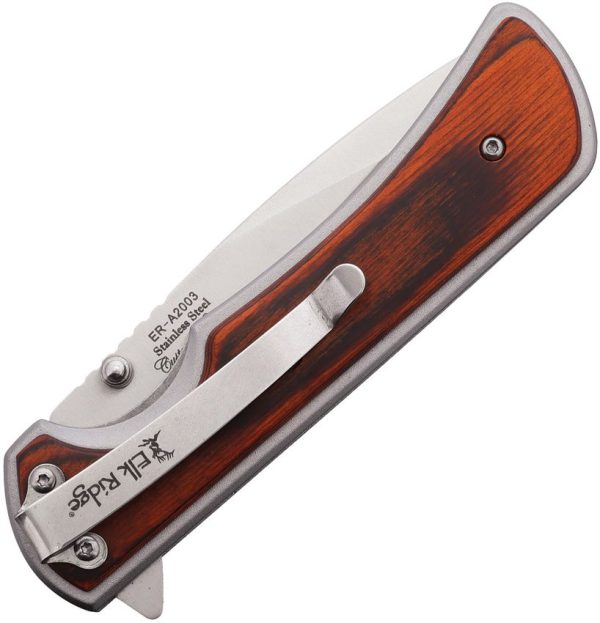 Elk Ridge Linerlock A/O Silver Aluminum Wood