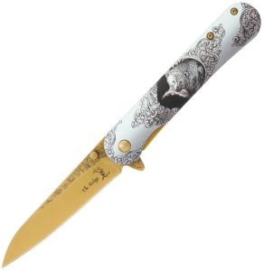 Elk Ridge Wildlife Framelock A/O Bear Gold TiNi