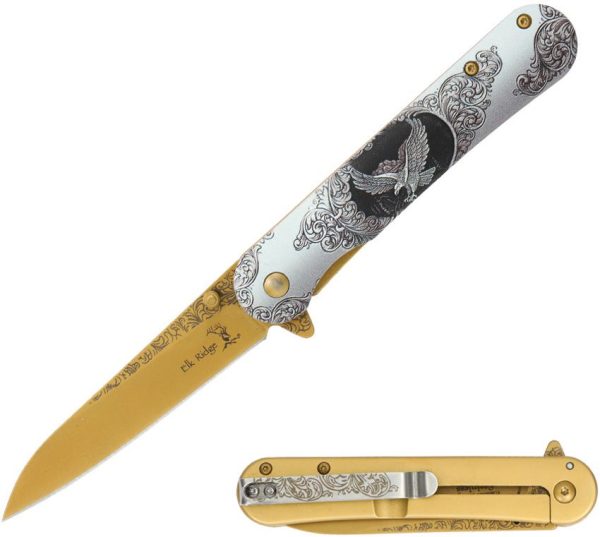 Elk Ridge Wildlife Framelock A/O Eagle Gold TiNi