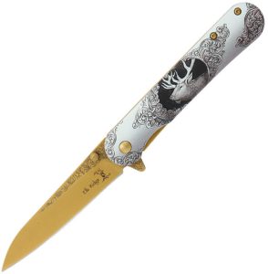 Elk Ridge Wildlife Framelock Assisted - Elk Artwork