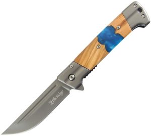 Elk Ridge Linerlock Assisted - Blue Resin Inlay