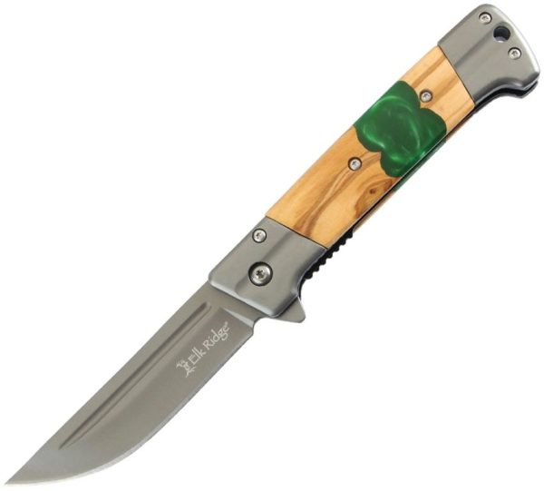 ERA2019GN.jpg Elk Ridge Linerlock Assisted - Green Resin Inlay