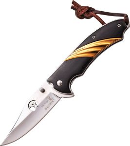 ERA540GW.jpg Elk Ridge Linerlock A/O Wood - Black with Gold Inlay