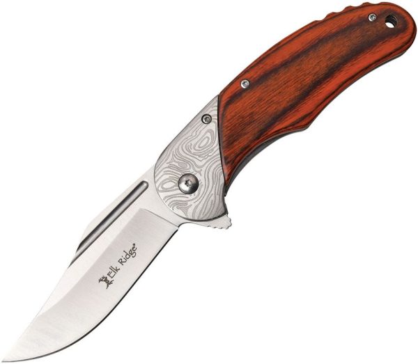 Elk Ridge Framelock A/O Brown Pakkawood - Clip Point