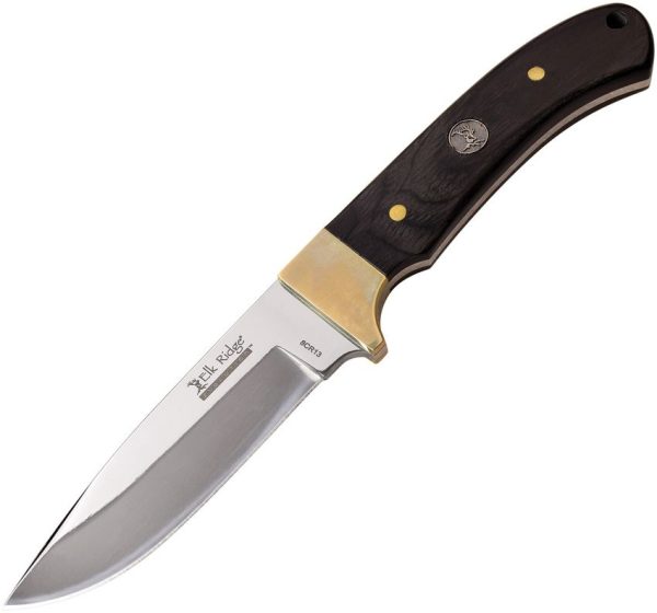 Elk Ridge Fixed Blade Drop Point - Black Wood Handle