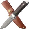 Elk Ridge Fixed Blade Damascus Steel Brown Wood Handle Knife