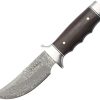 Elk Ridge Fixed Blade 4.5" Damascus Steel Brown Wood Handle Knife