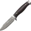 Elk Ridge Fixed Blade Damascus Steel 4.5" Brown Wood Handle Knife