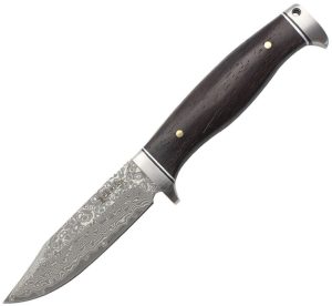 Elk Ridge Fixed Blade Damascus Steel 4.5" Brown Wood Handle Knife