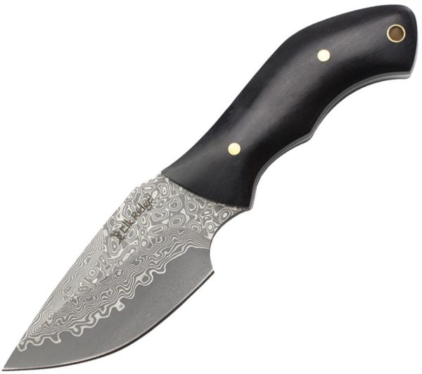 Elk Ridge Fixed Blade Damascus Steel 3.25" Brown Wood Handle