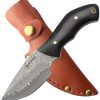 Elk Ridge Fixed Blade Damascus Steel 3.25" Brown Wood Handle