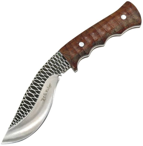 ERFIX126.jpg Elk Ridge Kukri Fixed Blade Brown Wood 4.75in