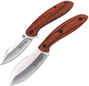 Elk Ridge Fixed/Folder Combo Brown Wood Handle Set